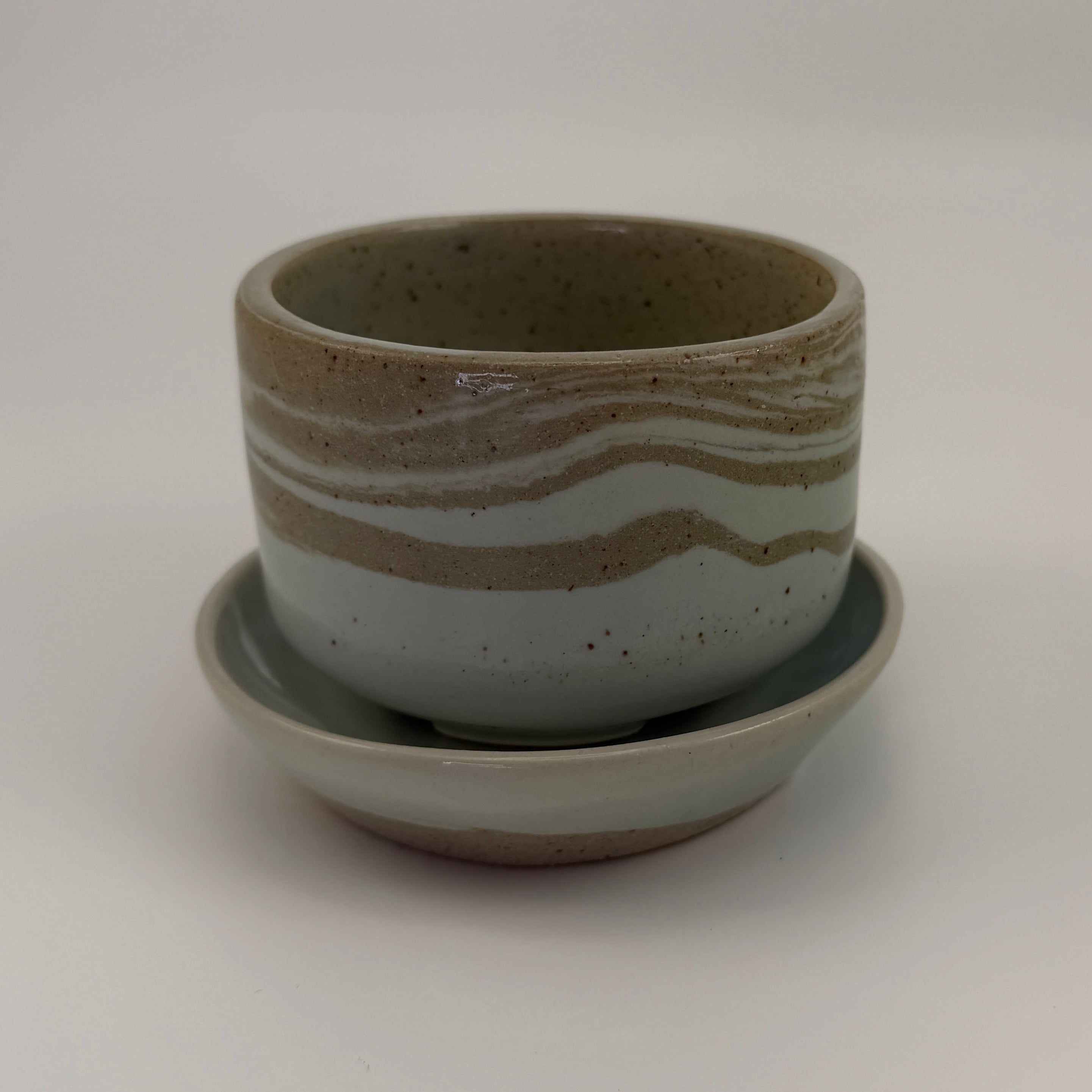 Blue Celadon Marbled Planter Set