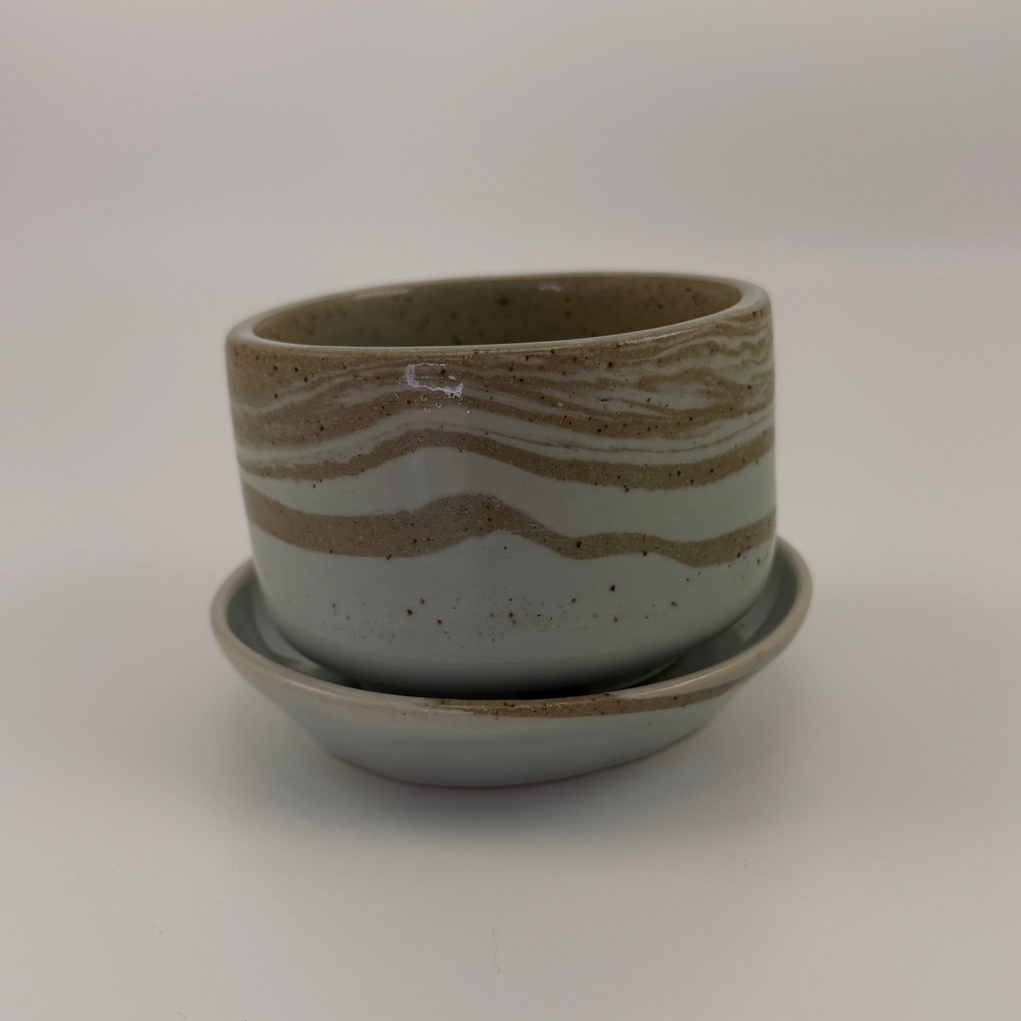 Blue Celadon Marbled Planter Set