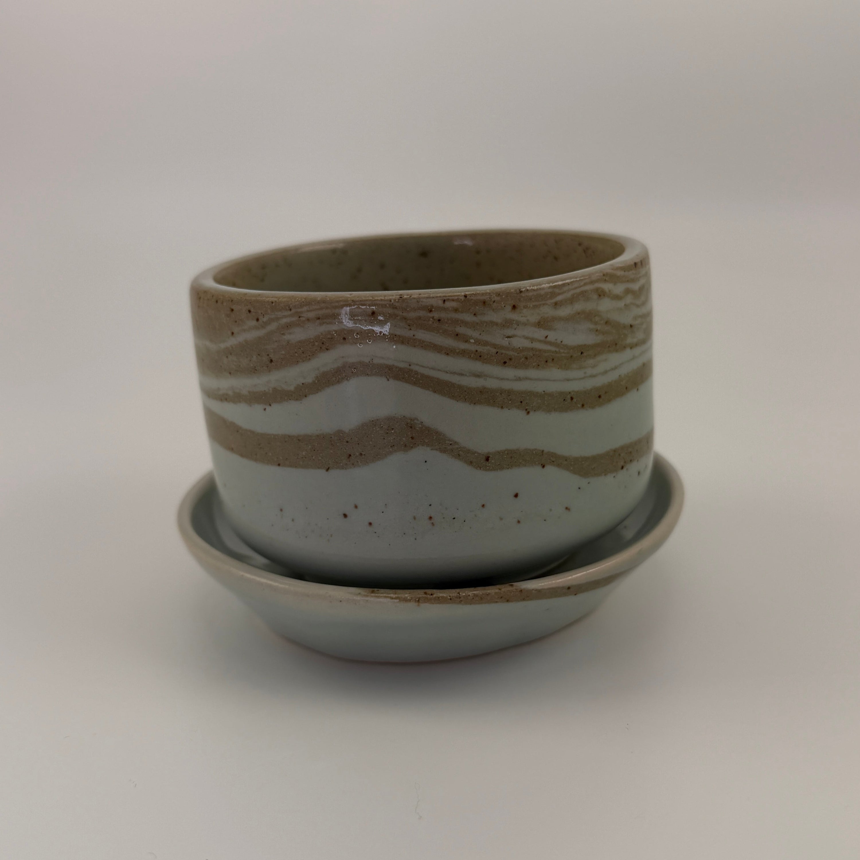 Blue Celadon Marbled Planter Set